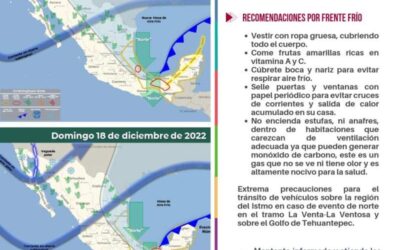 Informa Protección Civil que se mantendrán bajas las temperaturas y evento de norte en Oaxaca para este fin de semana