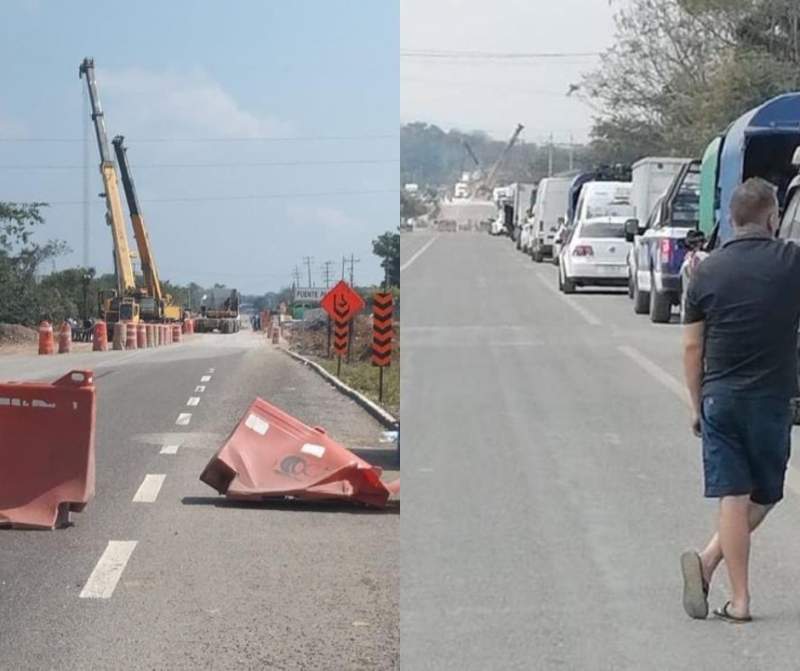 Por trabajos, detenido el paso de Palomares a Matías en el Istmo