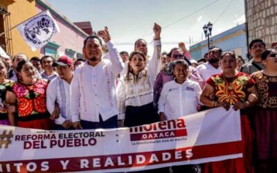 Con fuerte contingente, asiste Emilio Montero a asamblea de jóvenes oaxaqueños a favor de Sheinbaum