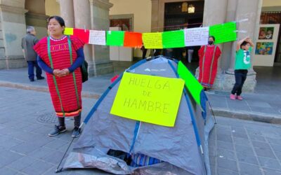 Regresa Lorena Merino y triquis al Palacio con huelga de hambre