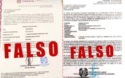 Alerta IEEPO sobre falsificación de órdenes de adscripción de plazas docentes
