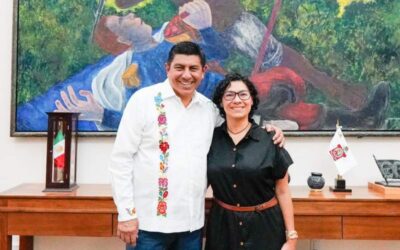 Se reúne Salomón Jara con Rita Bell López, consejera del INE