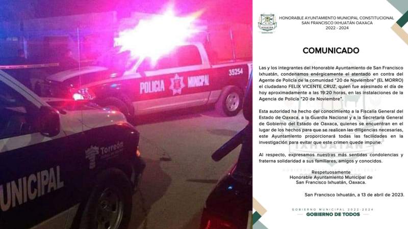 Asesinan al Agente de Policía de El Morro, Ixhuatán