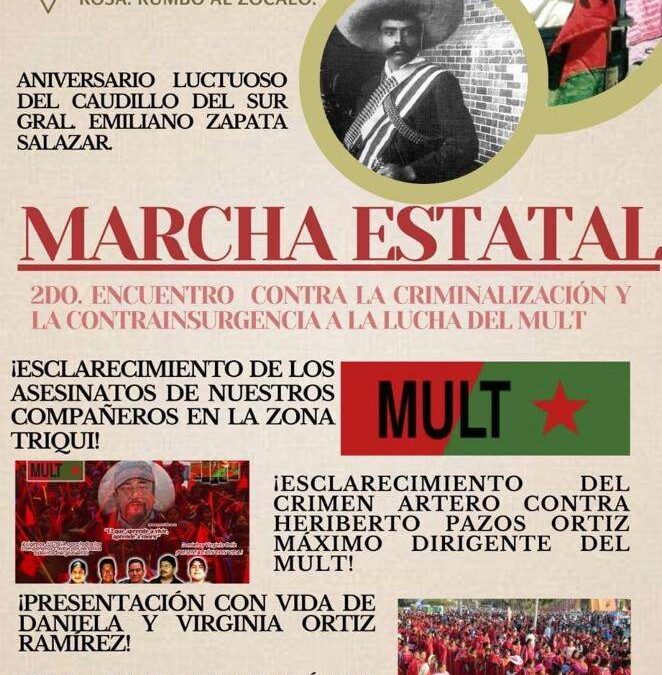 Se prevé marcha del MULT para este lunes en la Ciudad de Oaxaca