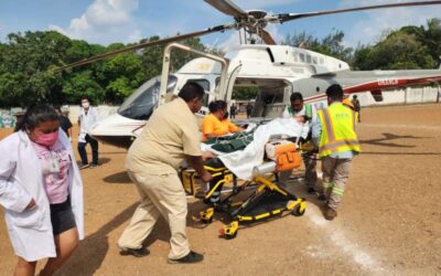 Realizan traslado aéreo de joven con hemorragia intracraneal