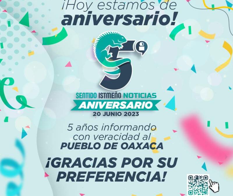 Celebramos nuestro Quinto Aniversario. ¡Muchas gracias por su preferencia!