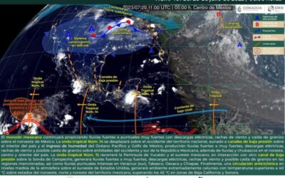 Continuarán lluvias moderadas en gran parte de la entidad por onda tropical número 14