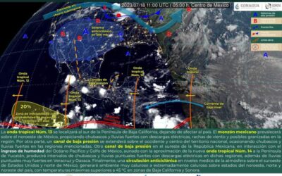 Lluvias ligeras para esta tarde en Oaxaca; onda tropical 13 deja al estado
