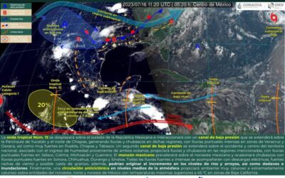 Onda tropical número 13 provocará lluvias, actividad eléctrica y rachas de viento en Oaxaca