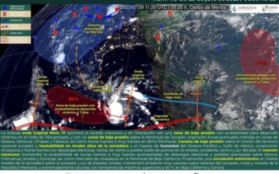 Pronostican sábado con lluvias fuertes y tormentas eléctricas en Oaxaca por Onda Tropical número 17