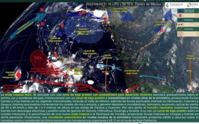 Onda tropical número 18 dejará lluvias, tormentas y viento en Oaxaca