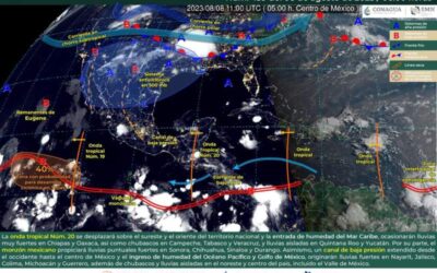 Onda tropical número 20 llegará a tierras oaxaqueñas la tarde de este martes