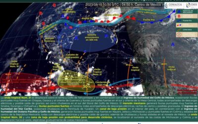 Onda tropical número 21 se desplazará esta tarde por el estado