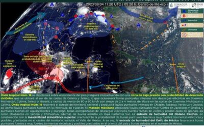 Salida de onda tropical número 18 dejará chubascos, lloviznas y tormentas en Oaxaca