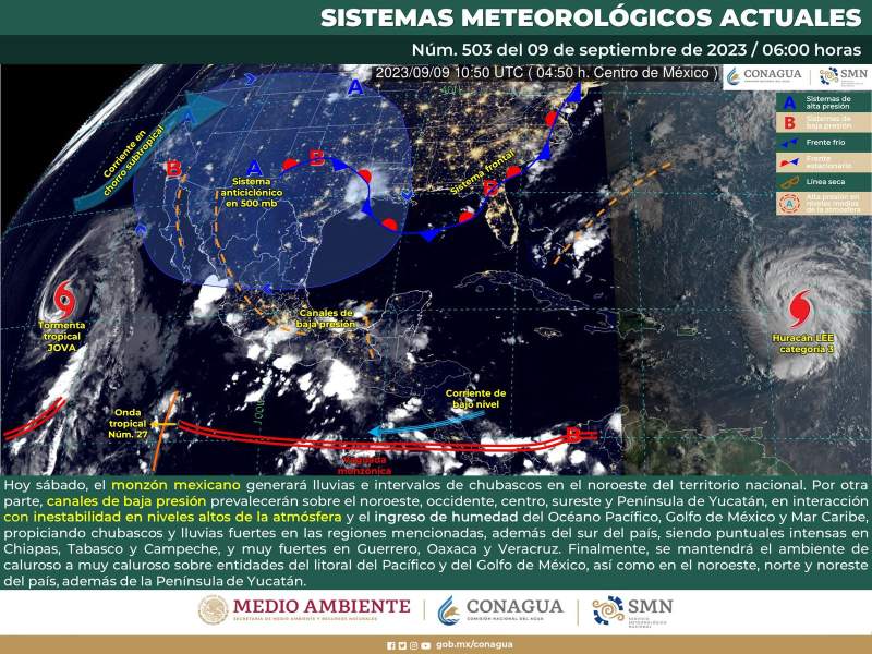 Canal de baja presión provocará algunas lluvias de intensidad variable