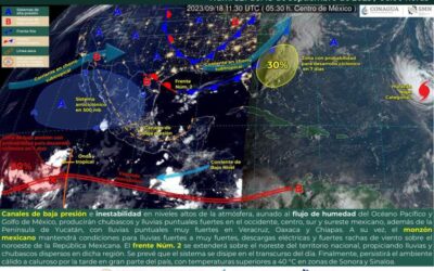 Canales de baja presión provocarán lluvias ligeras en varias regiones del estado