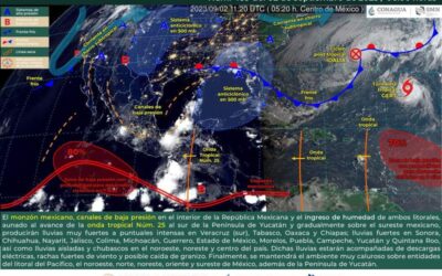 Onda tropical número 25 dejará lluvias, tormentas y rachas de viento en el estado