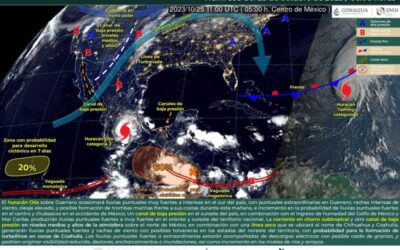 Continuarán las lluvias en Costa, Sierra Sur y Mixteca por paso del Huracán Otis