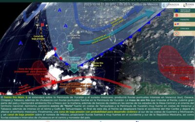 Frente frío número 6 generará lluvias fuertes en Sierra Sur, Cuenca, Costa e Istmo
