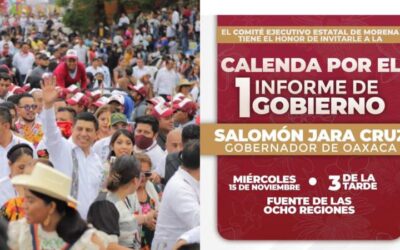 Por informe del gobernador Salomón Jara, prevé Morena una calenda el próximo miércoles