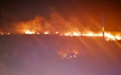Durante la madrugada, se registró fuerte incendio a un costado de la carretera Juchitán – La Ventosa