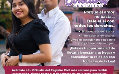 Lanza Registro Civil de Oaxaca convocatoria Bodas Colectivas Gratuitas 2024