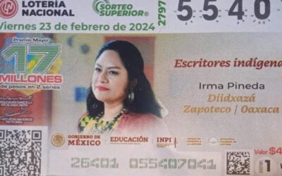 Por visibilizar el Diidxazá dedican billete de lotería a la poeta zapoteca Irma Pineda