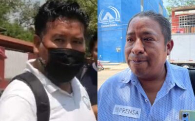 Maestros de la Sección 22 agreden a reportero Hugo Velasco por grabar destrucción de propaganda electoral