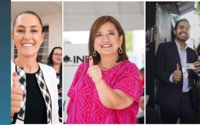 Candidatos presidenciales Claudia Sheinbaum, Xóchitl Gálvez y Jorge Máynez emiten su voto en CDMX