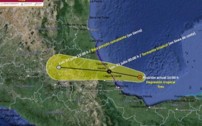 Depresión tropical Tres ocasiona lluvias puntuales torrenciales en Oaxaca