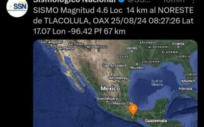 Sin afectaciones por sismo magnitud 4.6 en Tlacolula, Oaxaca