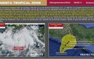 Tormenta tropical John se fortalece y aproxima a las costas de Oaxaca