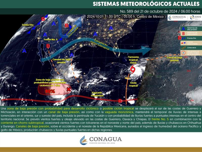 Para este inicio de semana continuarán las lluvias de variable intensidad en territorio oaxaqueño