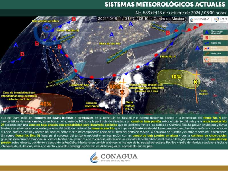 Pronostican lluvias para este día y el fin de semana en territorio oaxaqueño