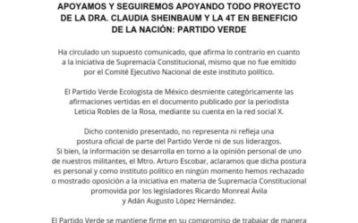 Verde niega ‘divorcio’ con Morena: Afirma que apoyará iniciativa para ‘blindar’ reforma judicial