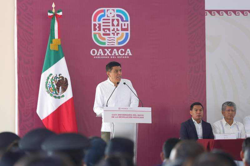 Encabeza Gobernador Salomón Jara ceremonia por el 114 Aniversario   del inicio de la Revolución Mexicana