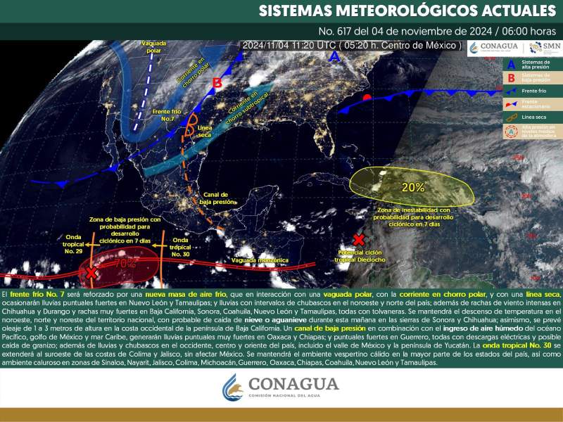 Este lunes se prevén lluvias en la Sierra Sur, Cuenca del Papaloapan y Mixteca