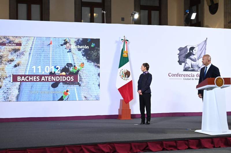 Presenta gobierno de México avance del bachetón con 2 mil kilómetros intervenidos y más de 11 mil baches atendidos