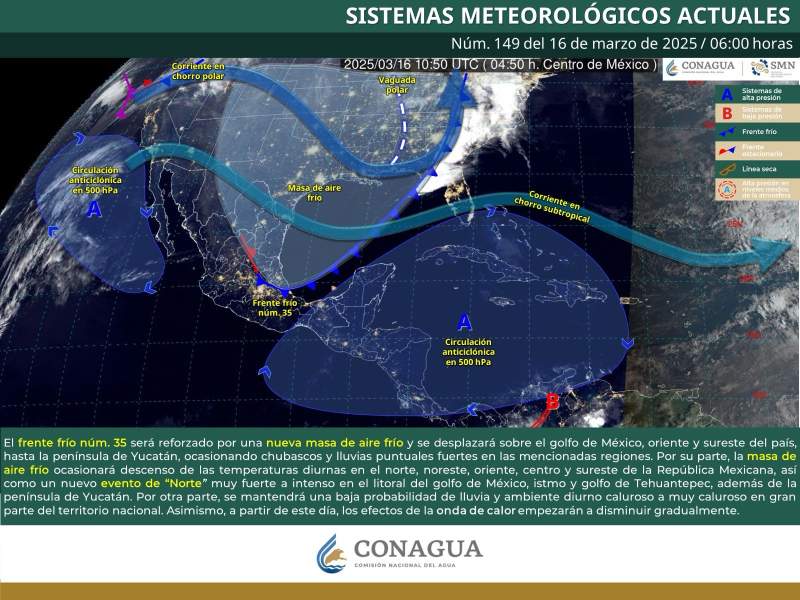 Ocasionará frente frío número 35 lluvias débiles con chubascos aislados en algunas zonas de Oaxaca