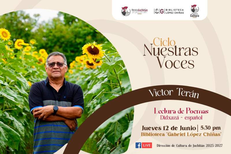 Leerá Víctor Terán sus poemas en la biblioteca «Gabriel López Chiñas»