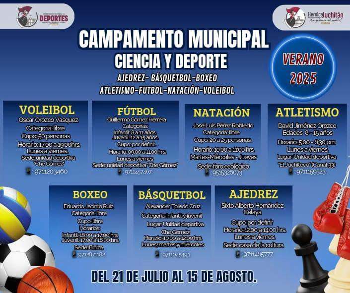 Anuncia gobierno de Juchitán apertura del campamento municipal «ciencia y deporte» verano 2025