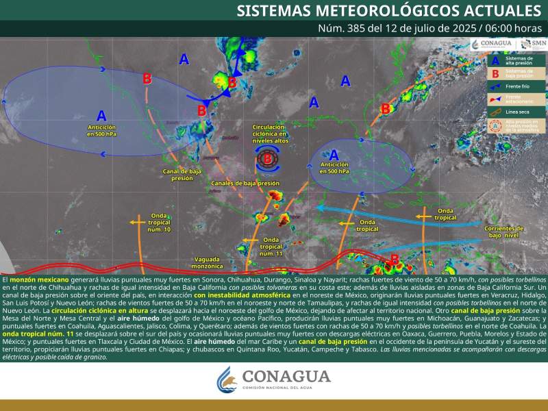 Pronostican lluvias con actividad eléctrica en Oaxaca durante este sábado