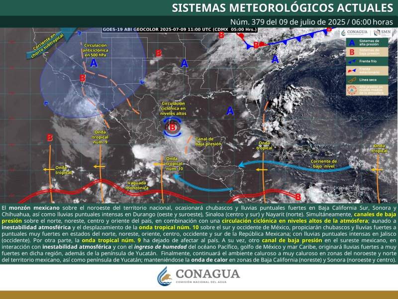 Vaguada monzónica y ondas tropicales provocarán lluvias este miércoles en Oaxaca