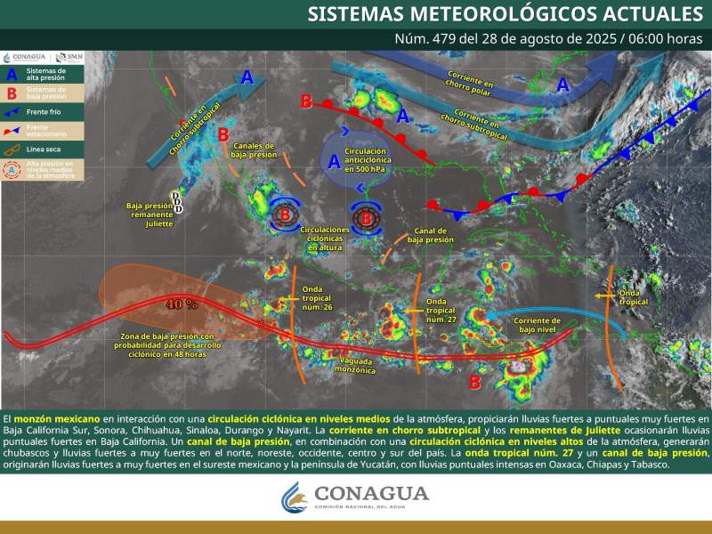 Prevén tormentas acompañadas de actividad eléctrica en diferentes regiones de Oaxaca