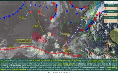 Pronostican lluvias y áreas de tormenta localmente fuertes en Oaxaca durante este domingo