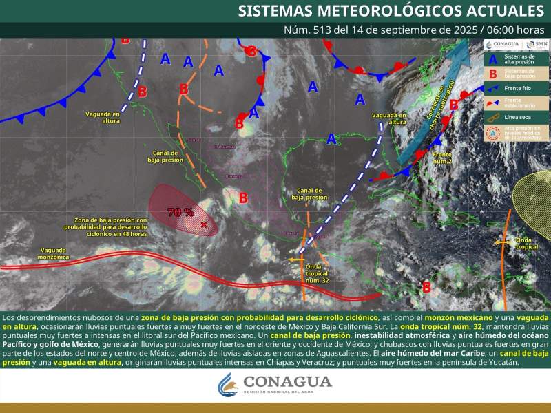 Pronostican lluvias y áreas de tormenta localmente fuertes en Oaxaca durante este domingo