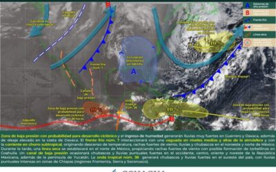 Continuarán lluvias moderadas a fuertes en Istmo, Sierra Sur y Costa este viernes