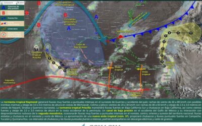 Este viernes se mantendrán lluvias fuertes en la Costa, Istmo, Mixteca y Sierra Sur