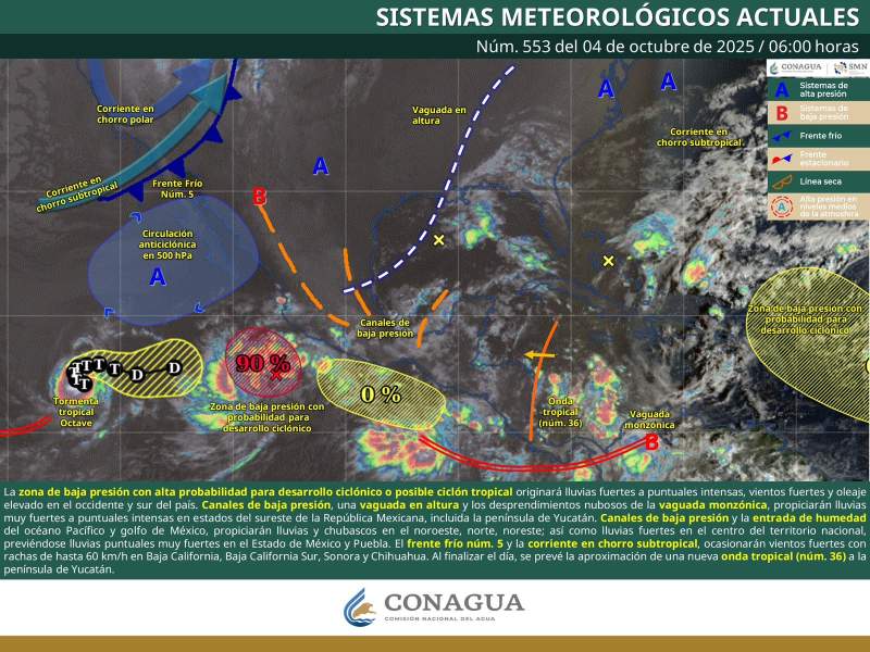 Se mantienen condiciones lluviosas en gran parte de Oaxaca durante este sábado