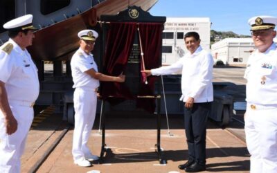 Atestigua Salomón Jara la puesta de quilla de la patrulla oceánica clase Yucatán OPV en Salina Cruz